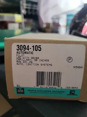 3094-105 White Rodgers Automatic Pilot Flame Sensor New Old Stock 3094-105 White Rodgers Automatic Pilot Flame Sensor New Old Stock