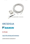 KRCS01-2UA Daikin Remote Sensing Kit Includes KRCS01-4B New. Price: $100.00.