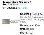 Kele ST-024 3 Probe Duct Temperature Sensor Hvac Immersion (shelf 12) New. Price: $25.00.